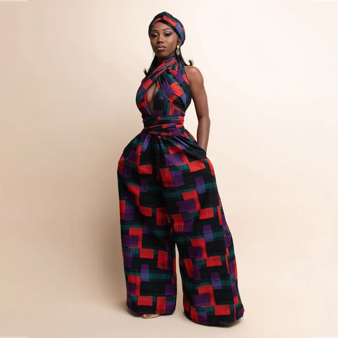 Fashion African Clothes For Women Vetement Femme 2021 High Quality Traditional Ethnic Party Dress Jumpsuits Nigerian Clothes