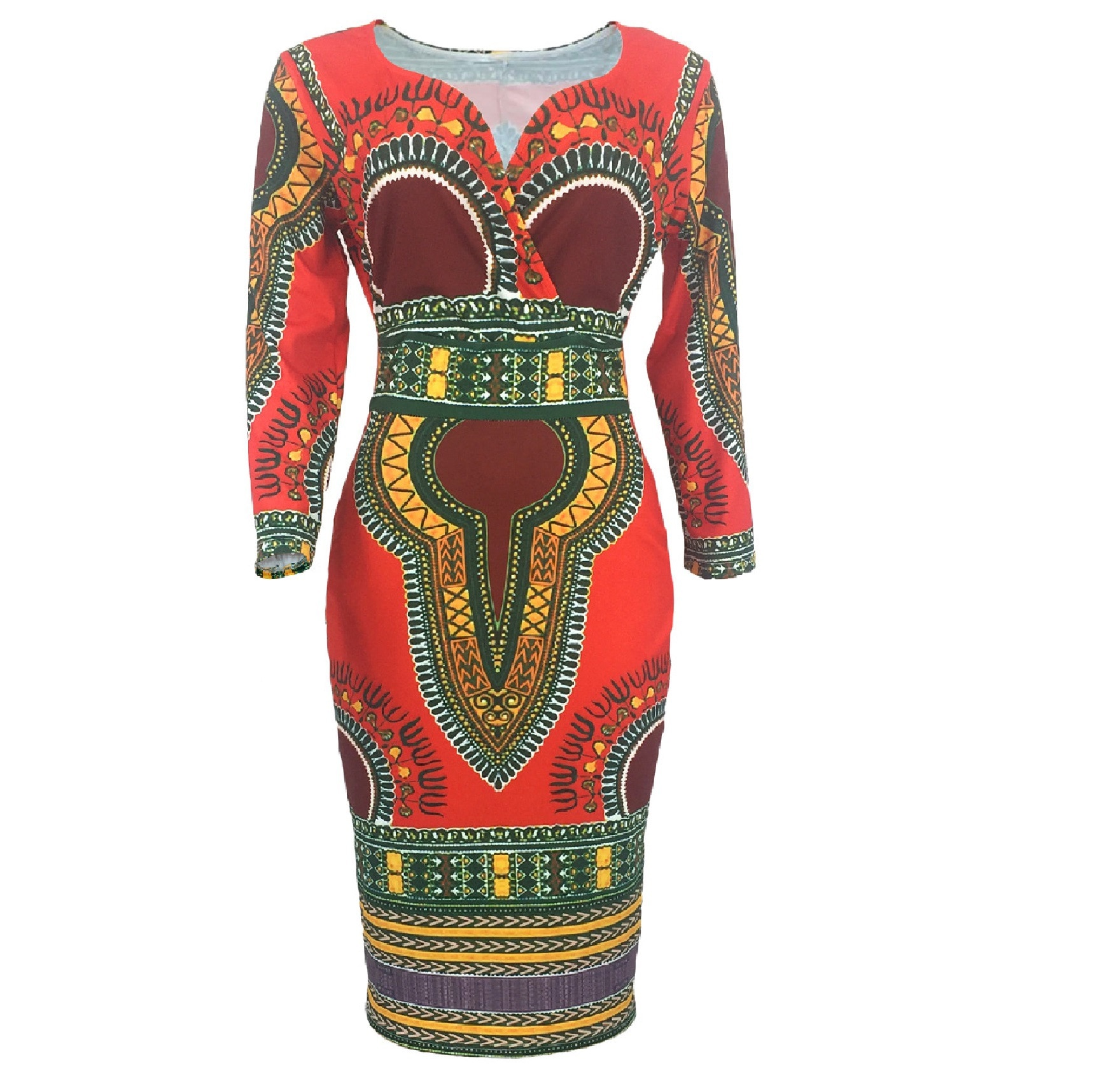 African Dresses for Women Cosplay Costume Dashiki Print Tribal Ethnic Fashion V-neck Ladies Clothes Casual Sexy Dress Robe Party