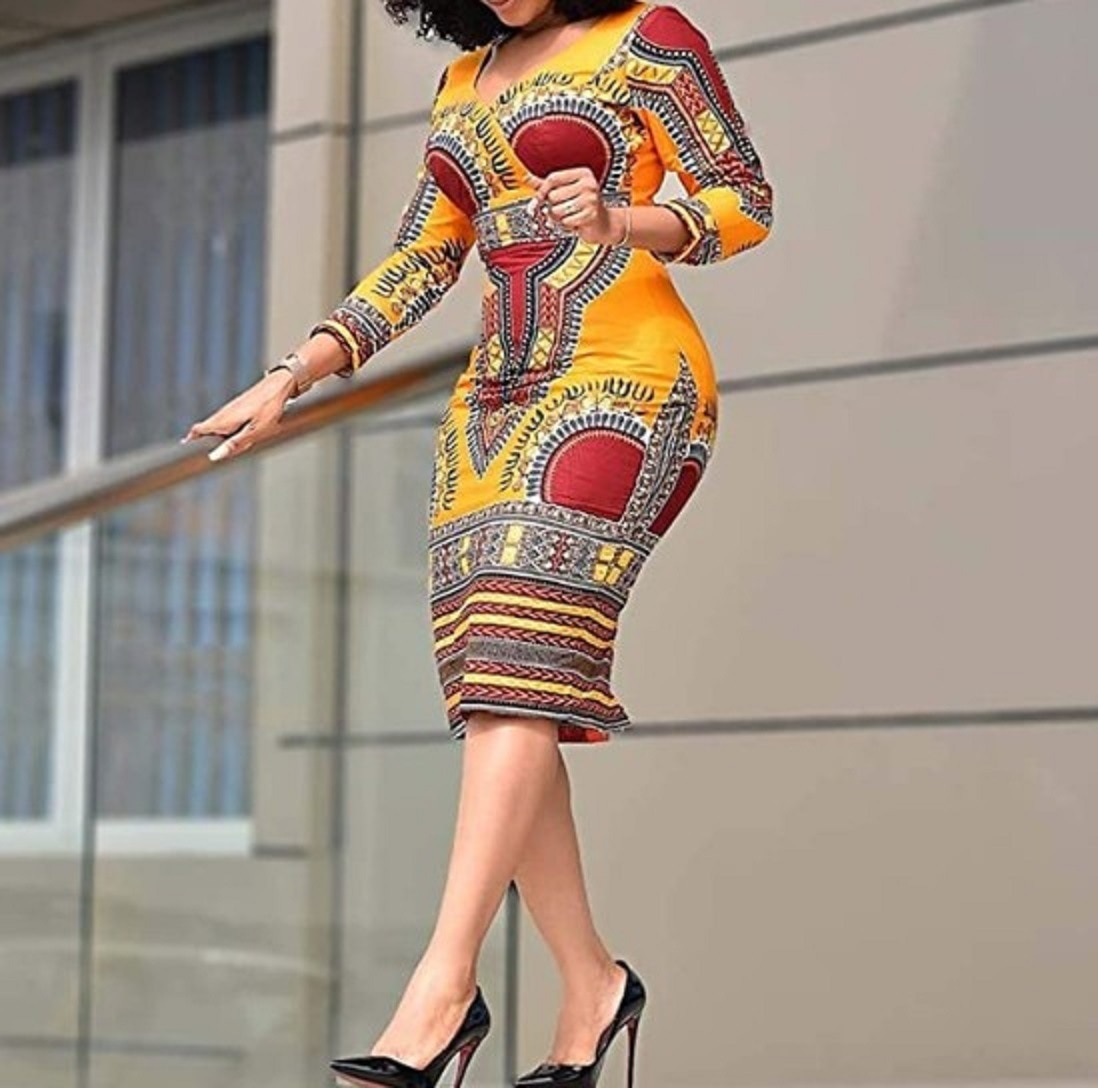 African Dresses for Women Cosplay Costume Dashiki Print Tribal Ethnic Fashion V-neck Ladies Clothes Casual Sexy Dress Robe Party