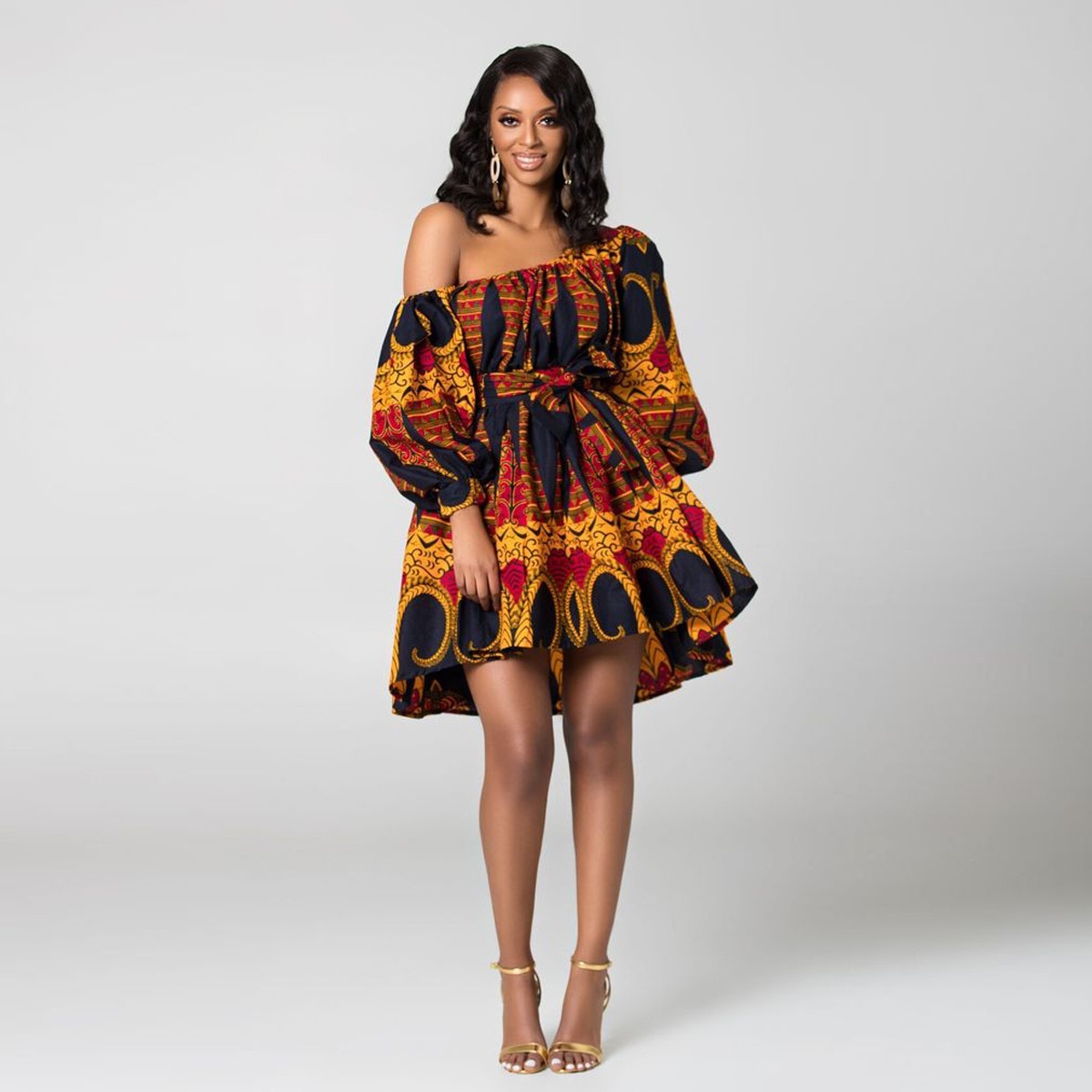 African Cute Dresses For Women Traditional African Clothing Dashiki Ankara Summer Bandage Dress Hijab Print African Clothes