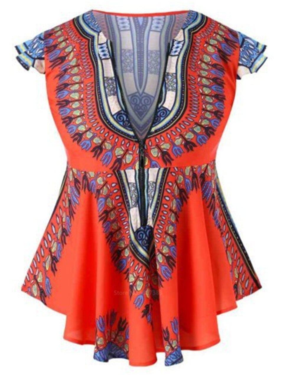 Fashion African Clothes 2022 Top Dashiki Print Sexy Ankara Style Plus Size Summer T-shirts S-2XL Ethnic Short Sleeve Ladies