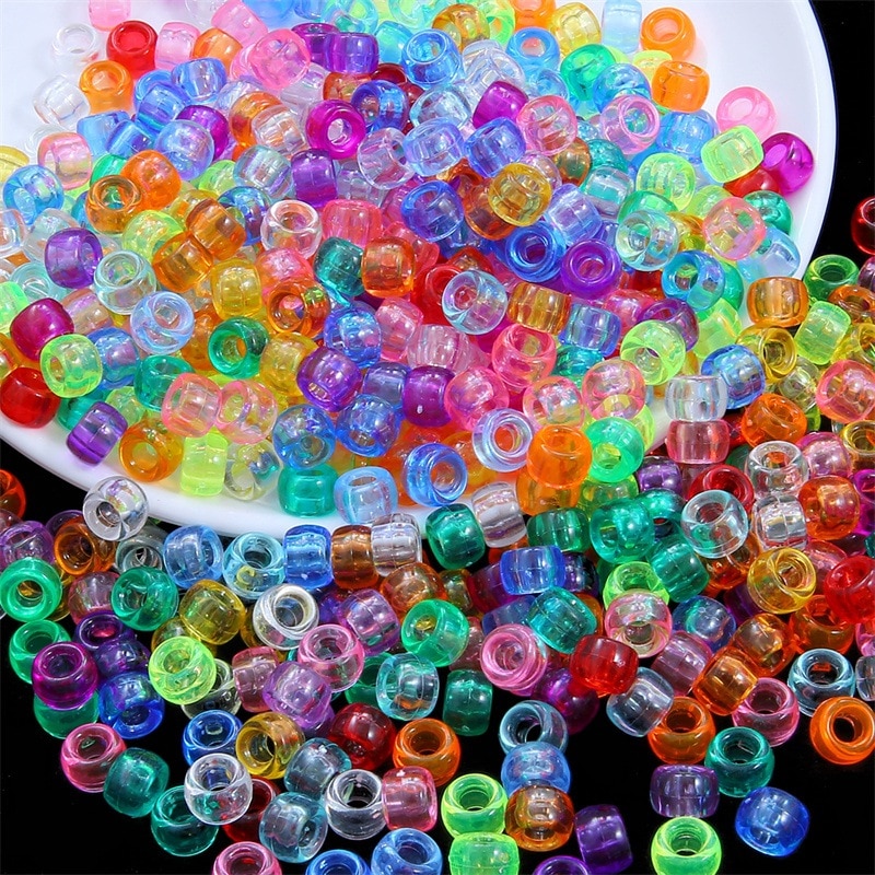 50Pcs 100Pcs Transparent 4mm Big Hole Dreadlock Beads for Jumbo Braids Dreadlock Resin Clear For Hair Accessories Styling Tool