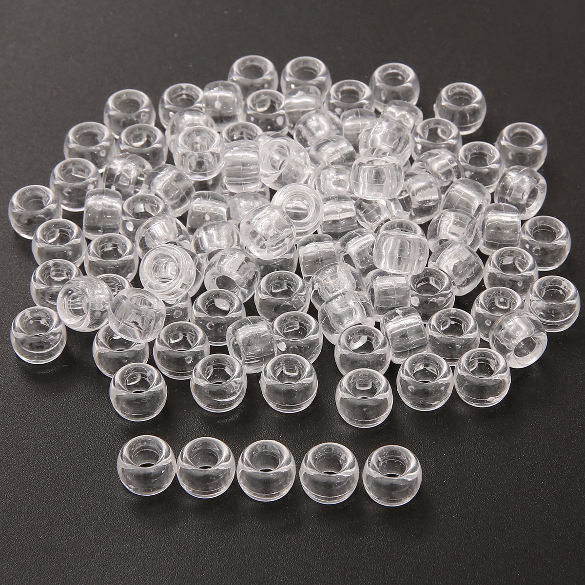 50Pcs 100Pcs Transparent 4mm Big Hole Dreadlock Beads for Jumbo Braids Dreadlock Resin Clear For Hair Accessories Styling Tool