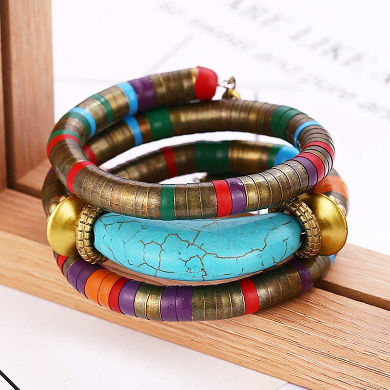 Natural Stone Colorful African Bracelet for Women