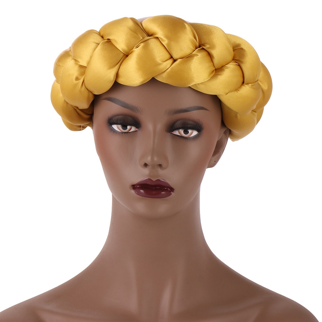 2022 Latest Exaggerated big satin twist braid Handmade African Cap Nigerian Wedding Gele Women Braid Turbans Ladies Head Wraps