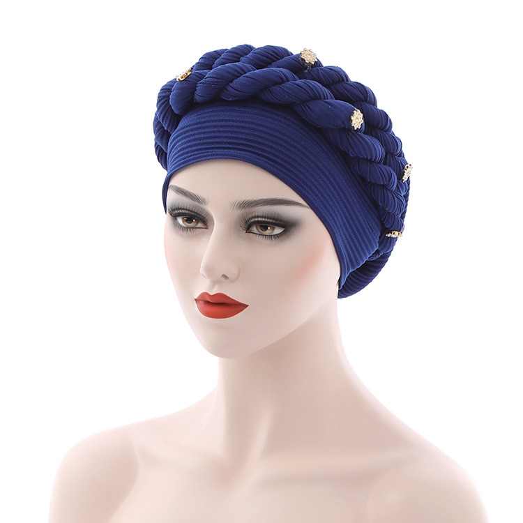 Handmade New African Cap Nigerian Wedding Gele African Women Turban Cap Head Wrap Knot Pre-Tied Bonnet Braid Turban for Women