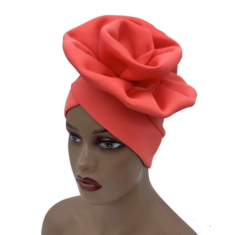 2022 Trendy Women Big Flower Turban Hat Fashion Muslim Hijab Caps Diamonds Head Wrap Ladies Bandana Chemo Cap African Hat