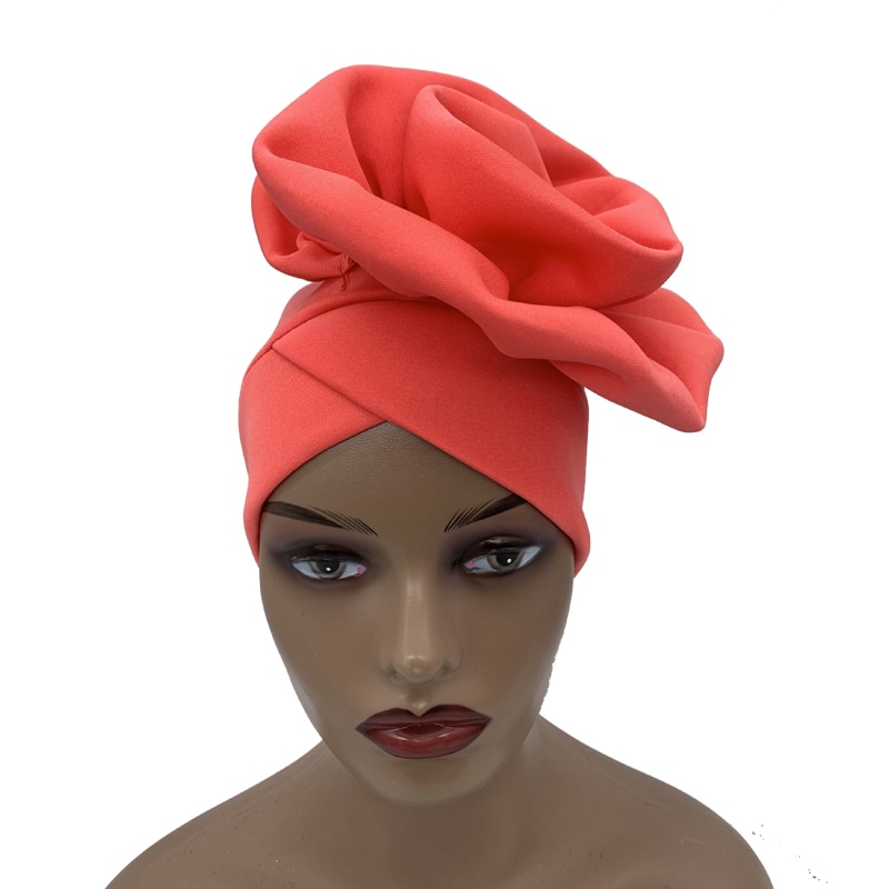 2022 Trendy Women Big Flower Turban Hat Fashion Muslim Hijab Caps Diamonds Head Wrap Ladies Bandana Chemo Cap African Hat