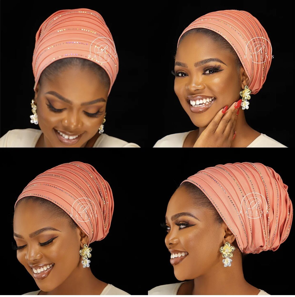 2022 New Rhinestones Women's Pleated Turban Cap Candy Color African Hat Nigeria Geles Muslim Headscarf Bonnet Ladies Head Wraps