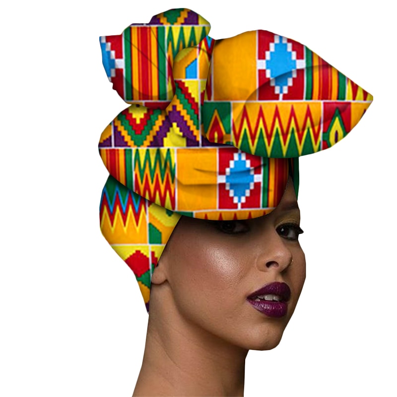 African Headscarf for Women Print Traditional Headtie Headscarf Turban Cotton Wax Scarf Shawls Women African Head Wrap