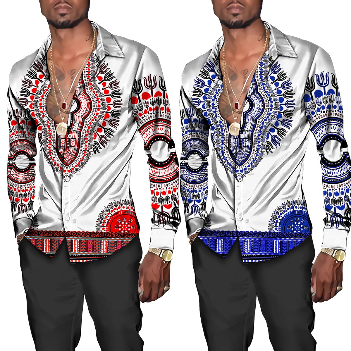 Summer African Men's Short/Long Sleeve Shirt Street Fashion Outfits Ethnic Style 3D Print Graphic Blouses Retro Dashiki Clothes