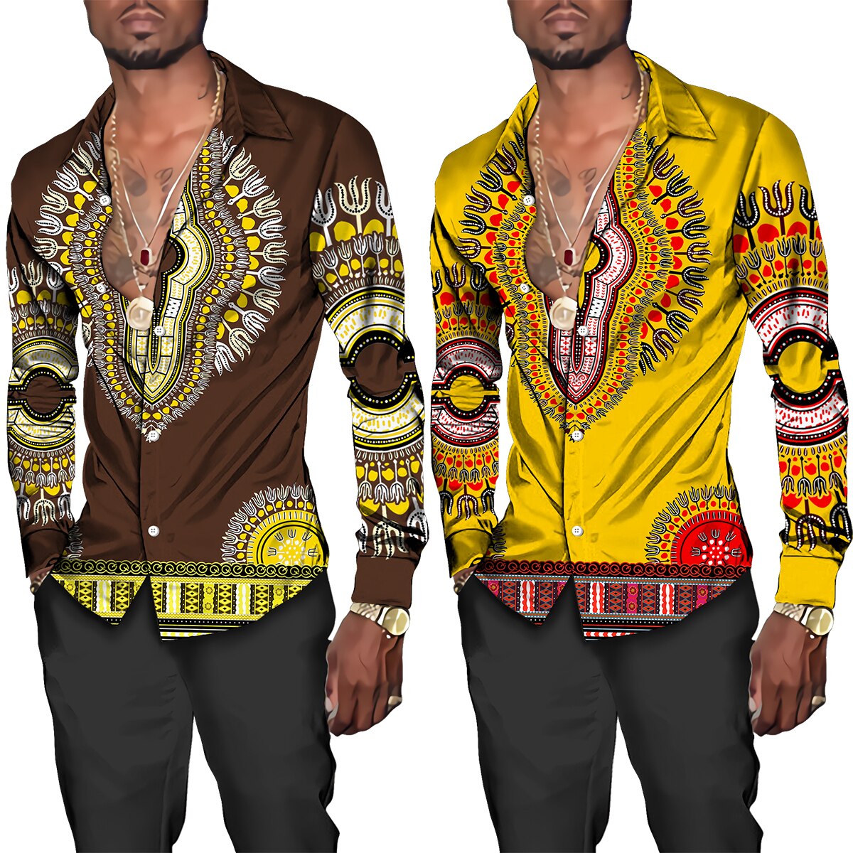 Summer African Men's Short/Long Sleeve Shirt Street Fashion Outfits Ethnic Style 3D Print Graphic Blouses Retro Dashiki Clothes