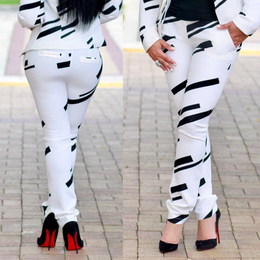 New style African Women clothing Dashiki fashion Print Black and white classic cloth two piece coat + pants size S M L XL