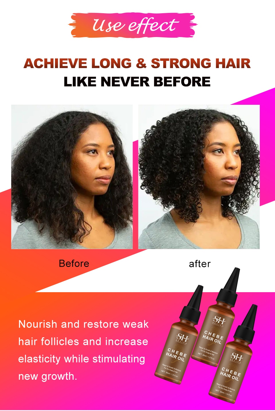 African Crazy Hair Growth Product Traction Alopecia Chebe Powder Hair Growth Oil Anti Hair Loss Treatment Spray Hair Care Sevich