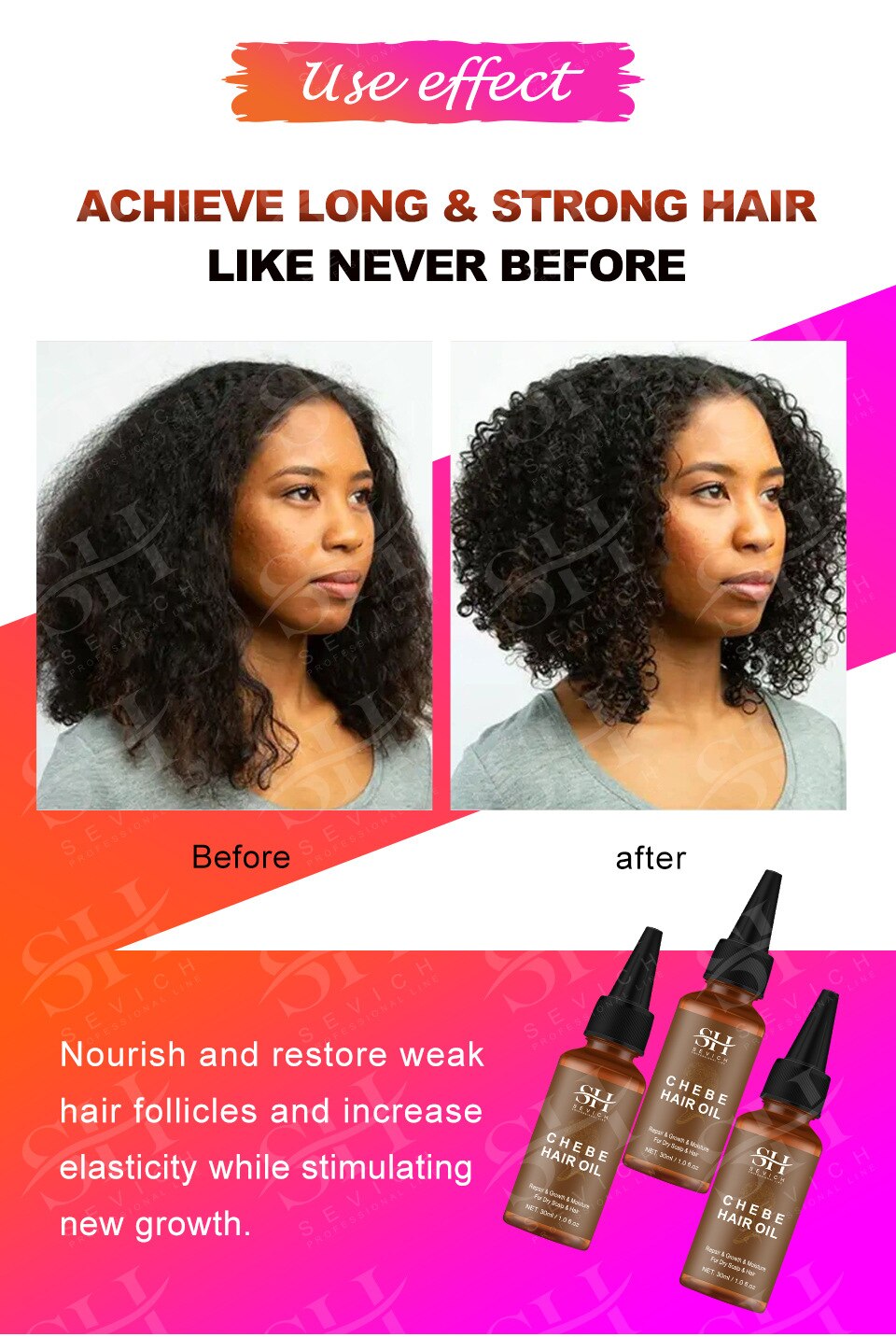 African Chebe Oil Hair Strengthener Chebe Extreme Hair Growth Oil, Fast Edges Growth Oil, Alopecia Hair Oil 30ml