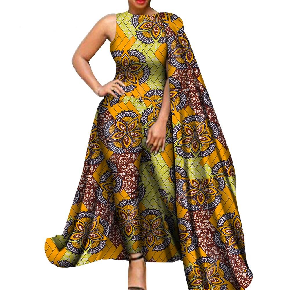 African Clothes Dashiki Ankara Print Romper Jumpsuit Women African Clothing Bazin Riche Cotton Jumpsuit With Shawl WY5937