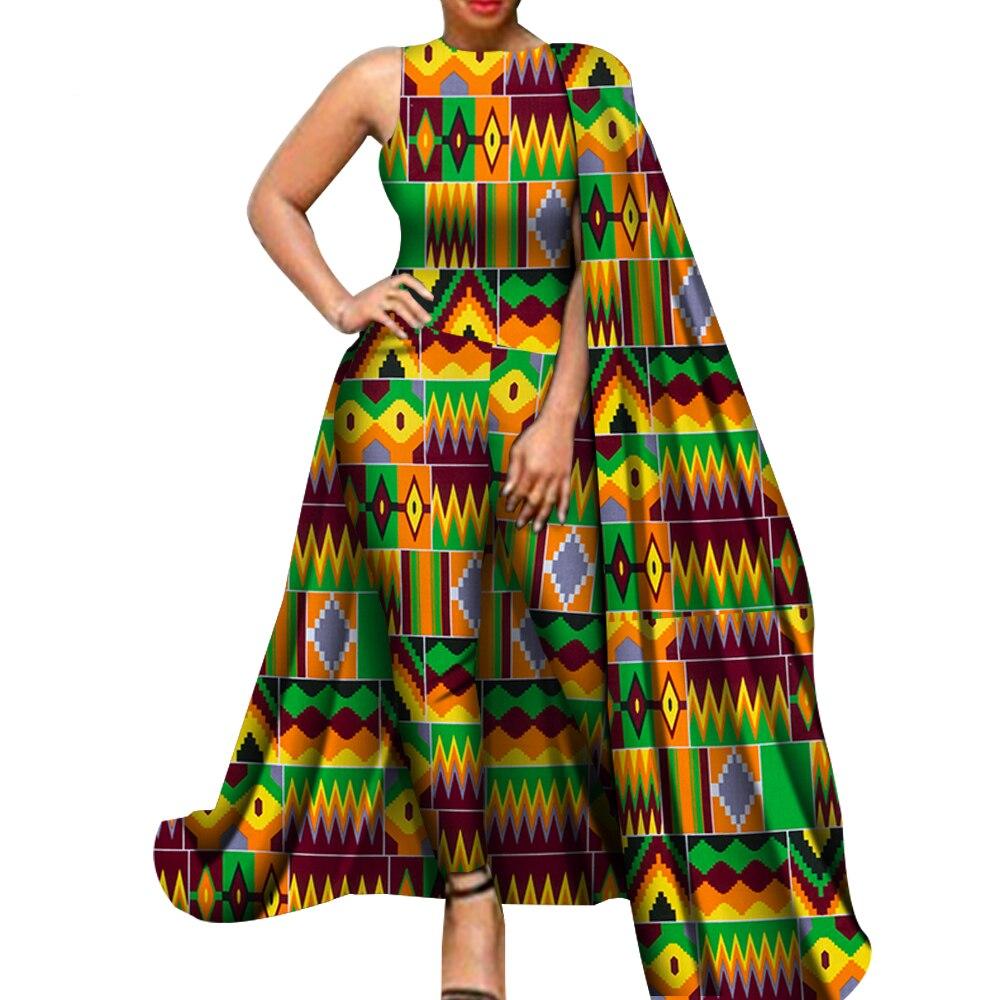 African Clothes Dashiki Ankara Print Romper Jumpsuit Women African Clothing Bazin Riche Cotton Jumpsuit With Shawl WY5937