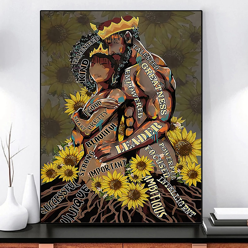 Bedroom Wall Art Black Home Decor Black King Gold Crown Poster