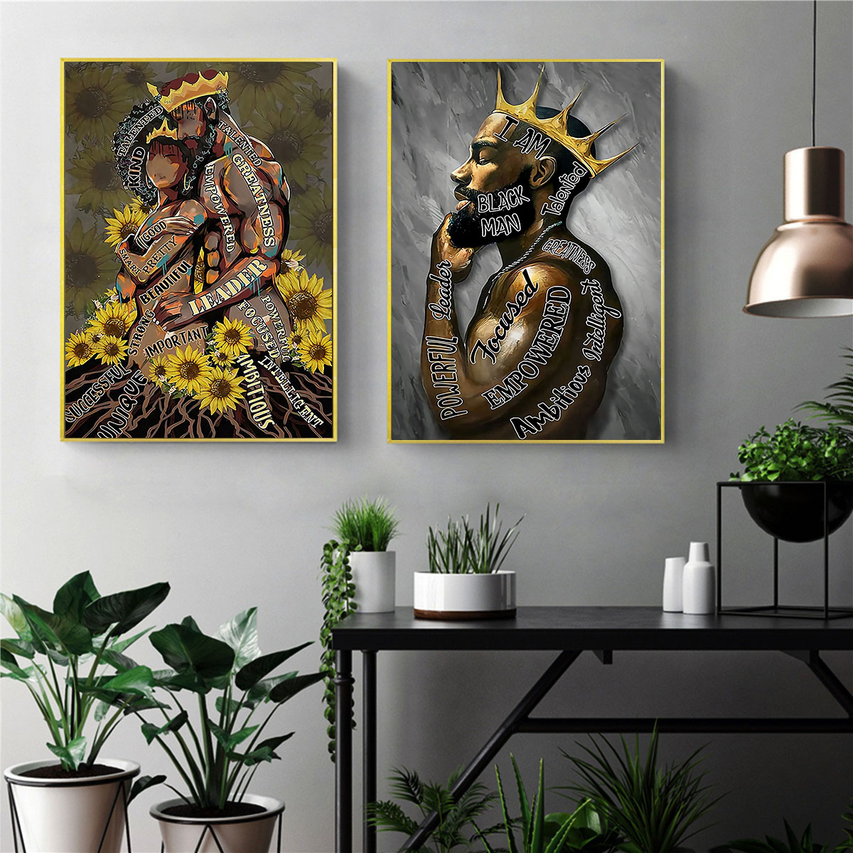 Bedroom Wall Art Black Home Decor Black King Gold Crown Poster