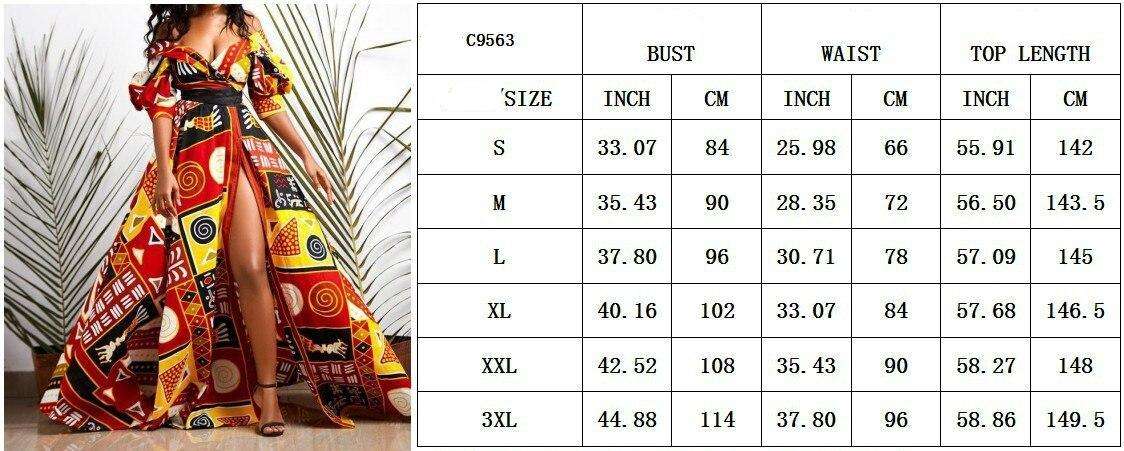 African Women Dress Dashiki Print Ankara Dresses Summer Sexy V-neck Backless High-waist Maxi Dress Kanga Clothing