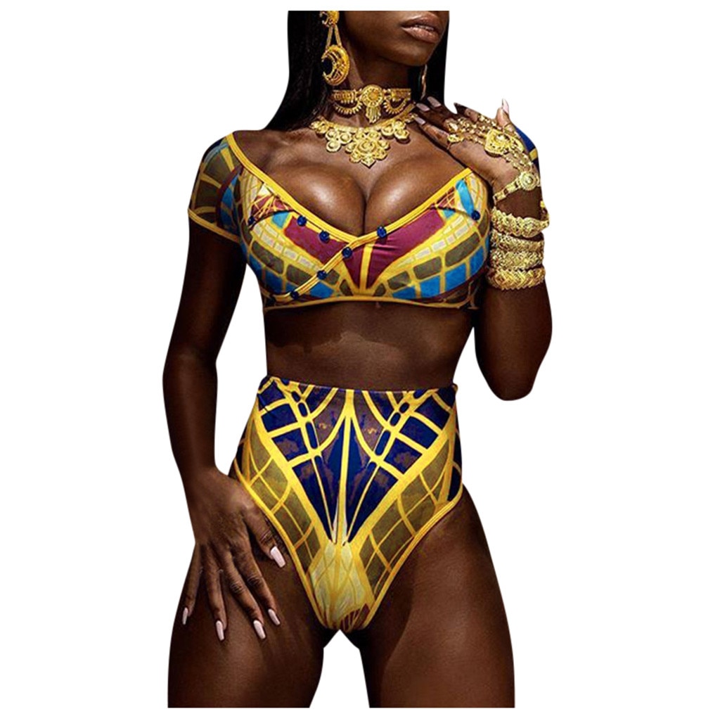 Sexy Brazilian Bikinis Sets Gypsy Woman Beachwear Bra Print Push-Up Padded Swimsuit African Style Swimwear Two Pieces Bath Suits