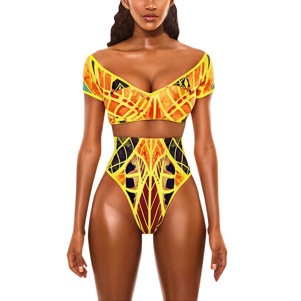 Sexy Brazilian Bikinis Sets Gypsy Woman Beachwear Bra Print Push-Up Padded Swimsuit African Style Swimwear Two Pieces Bath Suits