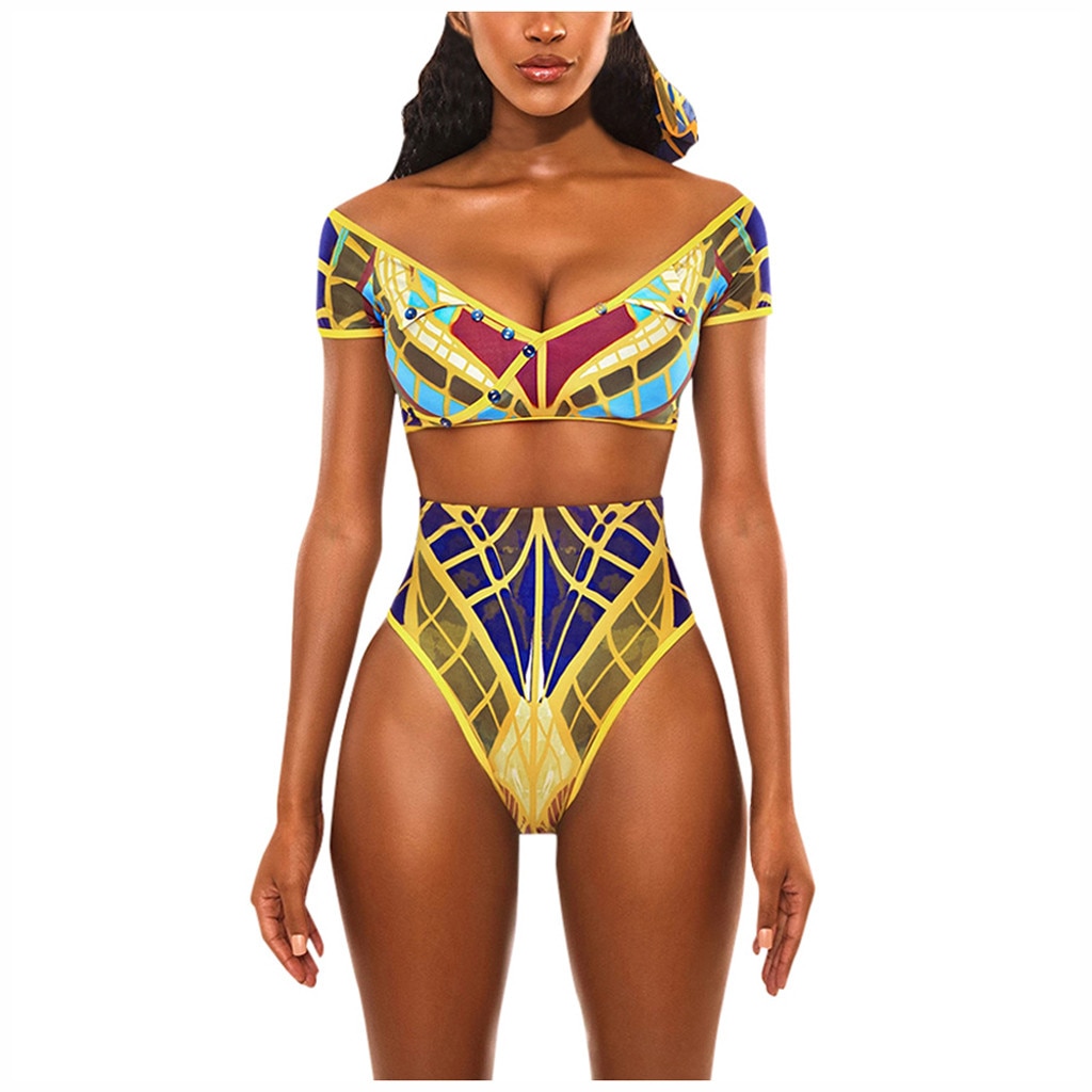 Sexy Brazilian Bikinis Sets Gypsy Woman Beachwear Bra Print Push-Up Padded Swimsuit African Style Swimwear Two Pieces Bath Suits