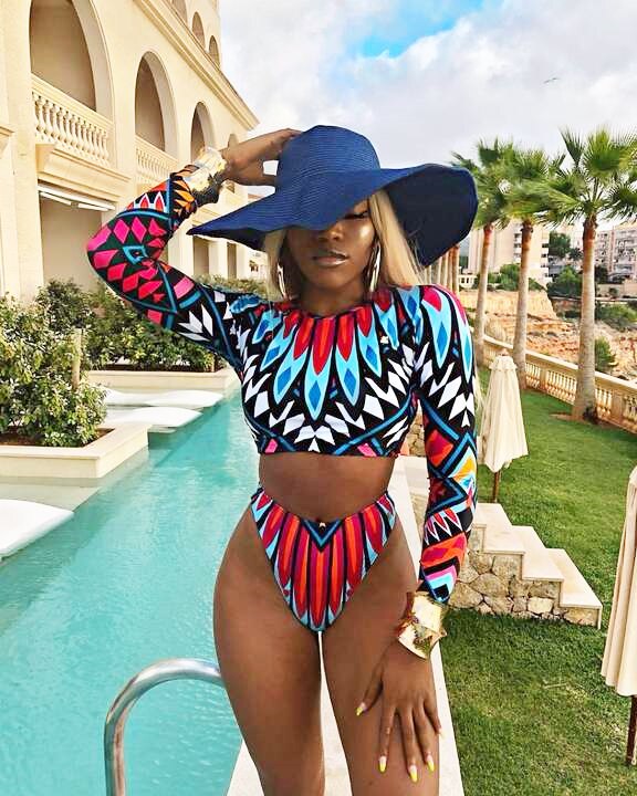 African Print Style Bathing Suit Tribal Swimsuit Long Sleeves Women Swimwear Totem Summer Beachwear Plus Size Swim Wear Maillot