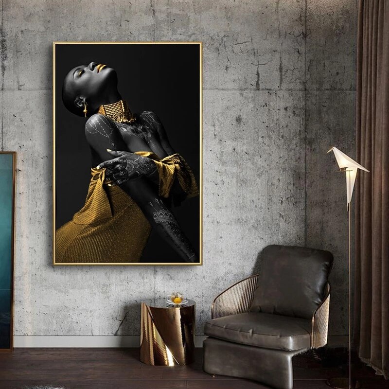 Sexy Figure Art Canvas Paintings African Black Nude Woman Posters and Prints Wall Art Picture for Living Room Wall Decor Cuadros