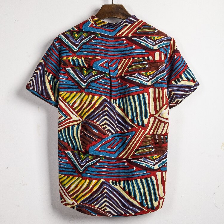 African Dashiki Print Dress Shirt Men Male Fashion Casual Streetwear Ethnic Club Sexy Short Sleeve Linen Summer Top Shirt Clothe