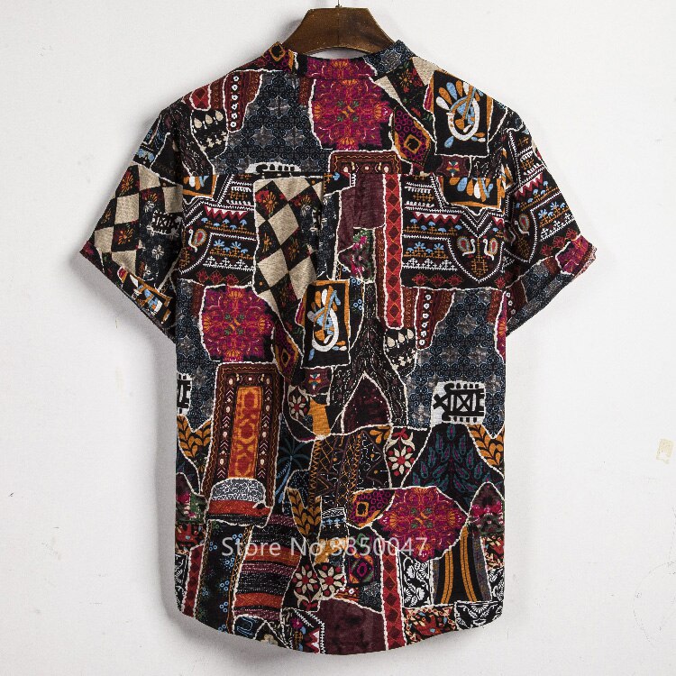 African Dashiki Print Dress Shirt Men Male Fashion Casual Streetwear Ethnic Club Sexy Short Sleeve Linen Summer Top Shirt Clothe