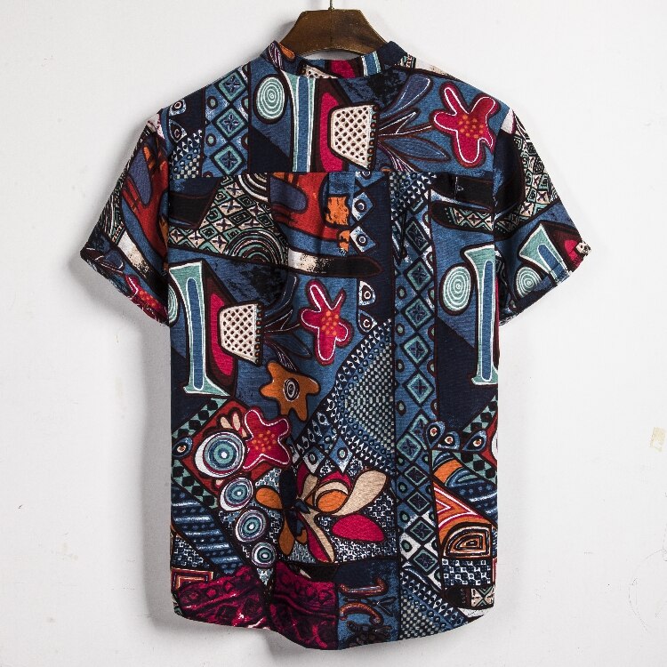 African Dashiki Print Dress Shirt Men Male Fashion Casual Streetwear Ethnic Club Sexy Short Sleeve Linen Summer Top Shirt Clothe