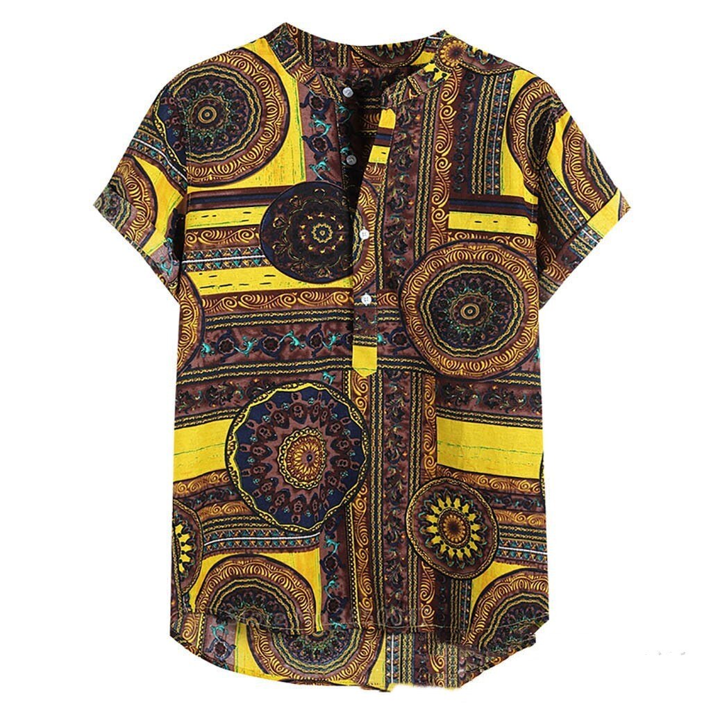 African Clothes 2022 News Men Dashiki Print Summer Shirts Bazin Riche Fashion Tribal Male Hip Hop Ethnic Short Sleeve Clothing