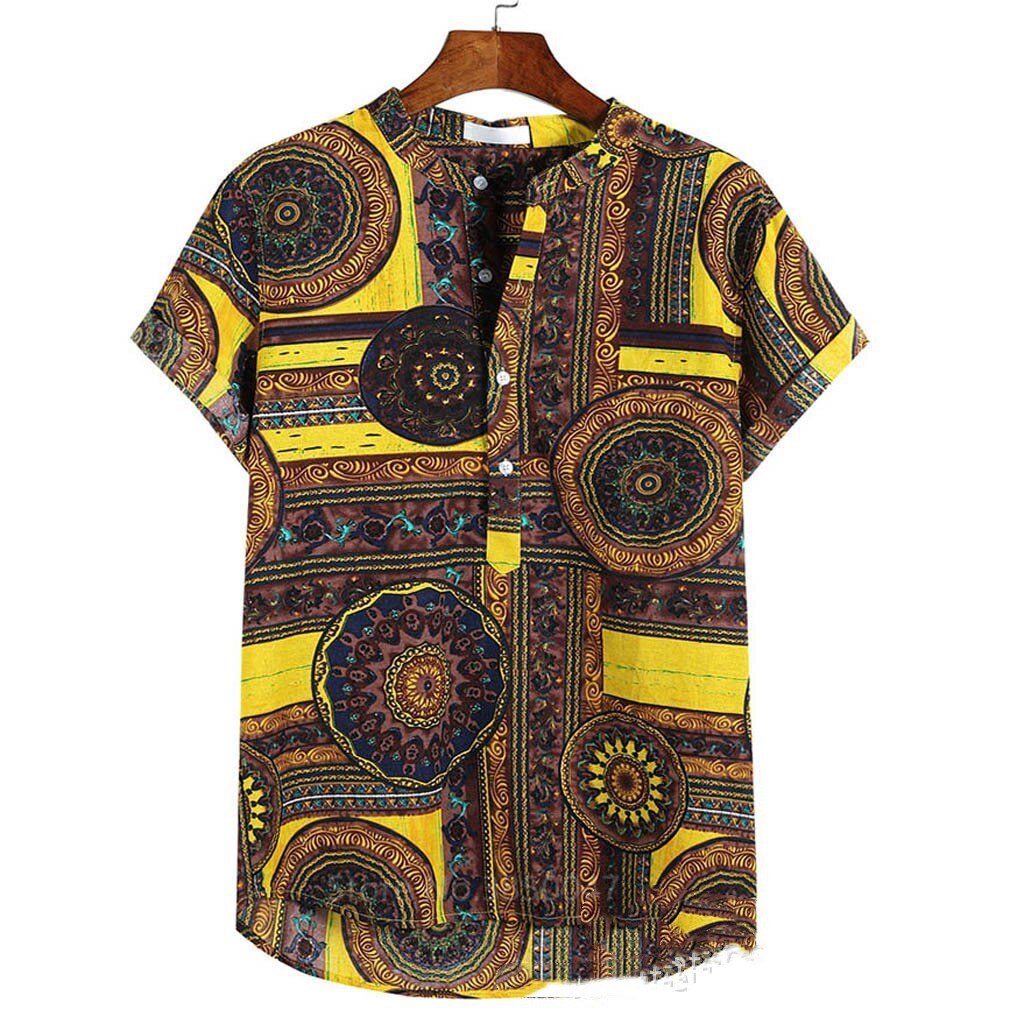 African Clothes 2022 News Men Dashiki Print Summer Shirts Bazin Riche Fashion Tribal Male Hip Hop Ethnic Short Sleeve Clothing