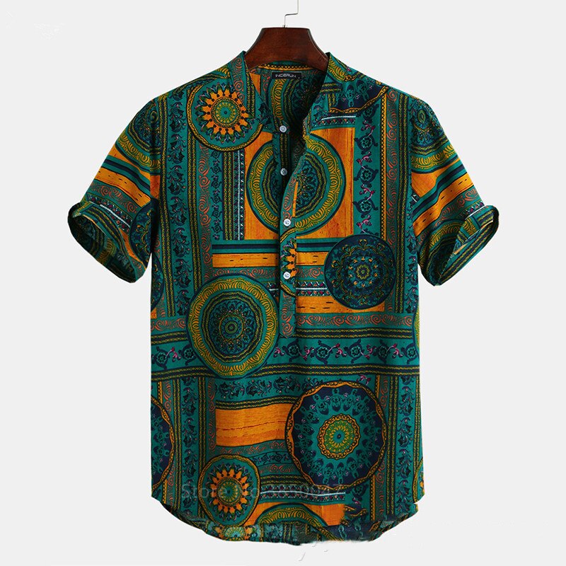 African Clothes 2022 News Men Dashiki Print Summer Shirts Bazin Riche Fashion Tribal Male Hip Hop Ethnic Short Sleeve Clothing