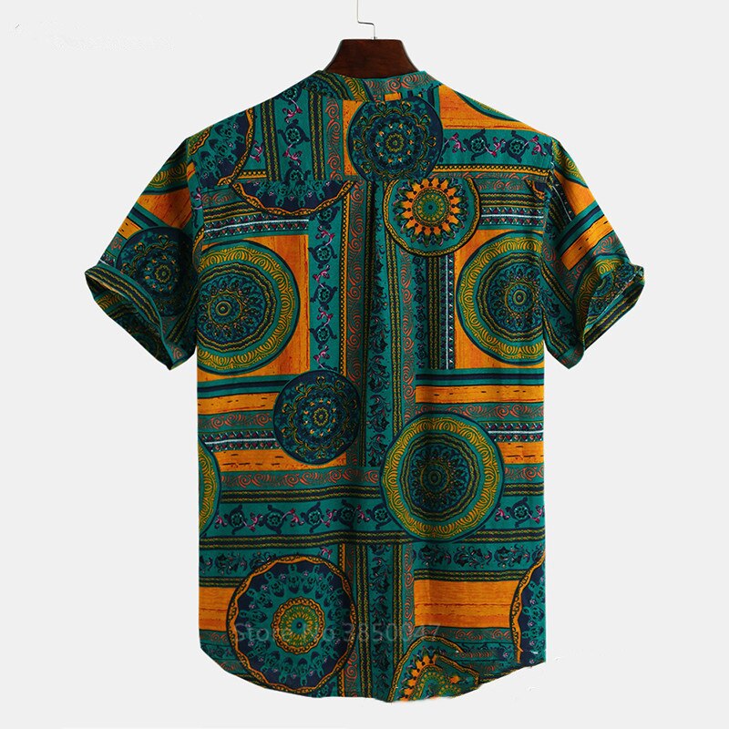 African Clothes 2022 News Men Dashiki Print Summer Shirts Bazin Riche Fashion Tribal Male Hip Hop Ethnic Short Sleeve Clothing