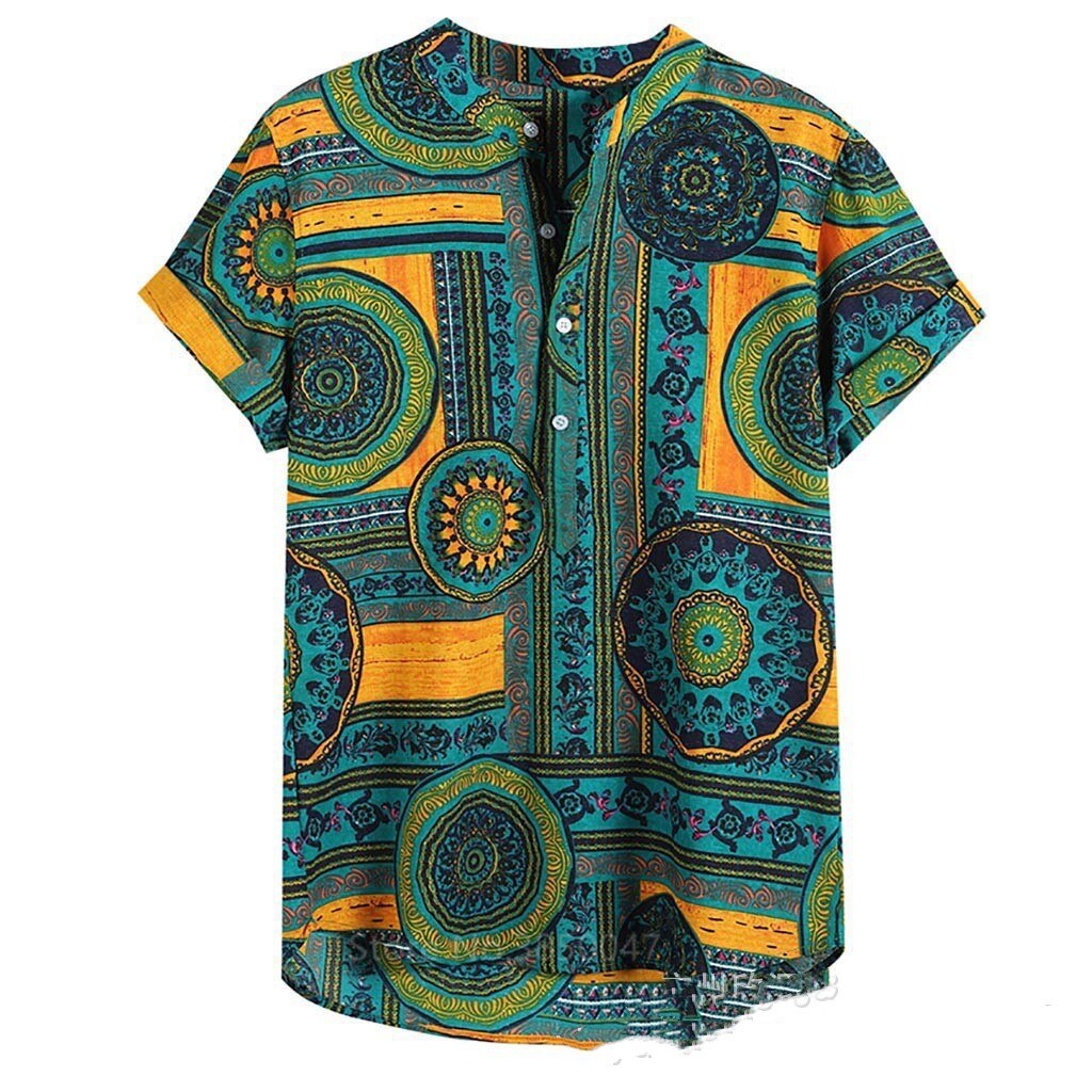 African Clothes 2022 News Men Dashiki Print Summer Shirts Bazin Riche Fashion Tribal Male Hip Hop Ethnic Short Sleeve Clothing