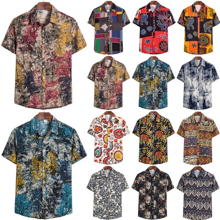 African Retro Ethinic Print T-Shirt Men Short Sleeve Elegant Button Harajuku Beach Hawaiian Casual Streetwear Shirts 5XL