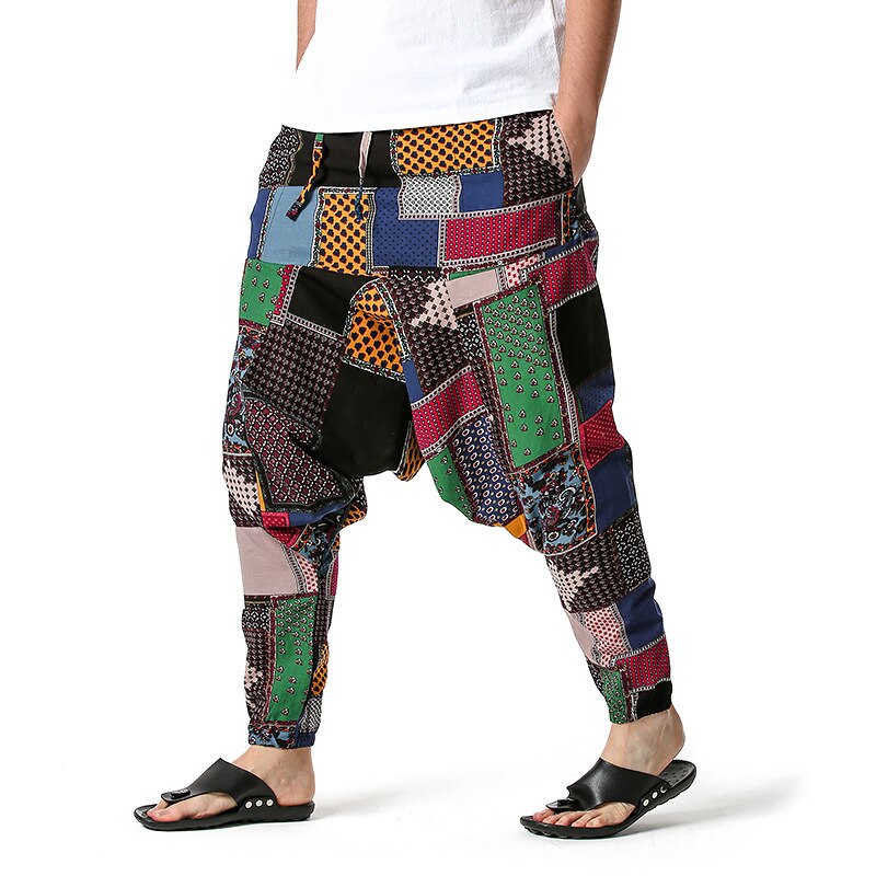 African Traditional Men's Women's Cotton Harun Yoga Loose Spirit Bohemian Hanging Crotch Pants Flying Mouse Hip Hop Pants S-3XL