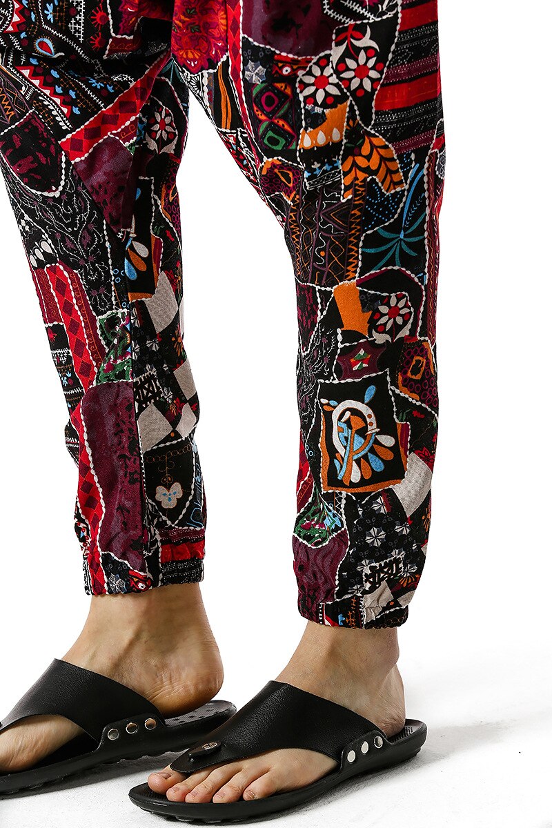 African Traditional Men's Women's Cotton Harun Yoga Loose Spirit Bohemian Hanging Crotch Pants Flying Mouse Hip Hop Pants S-3XL