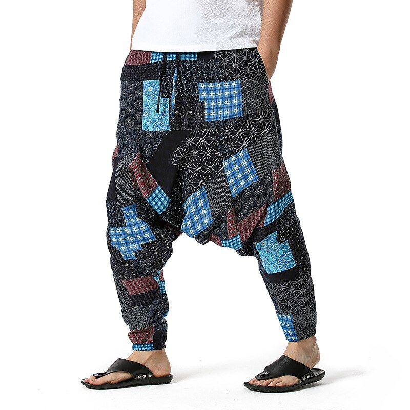 African Traditional Men's Women's Cotton Harun Yoga Loose Spirit Bohemian Hanging Crotch Pants Flying Mouse Hip Hop Pants S-3XL