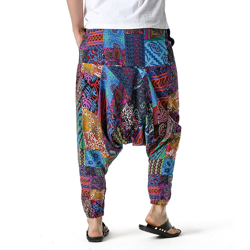 African Traditional Men's Women's Cotton Harun Yoga Loose Spirit Bohemian Hanging Crotch Pants Flying Mouse Hip Hop Pants S-3XL