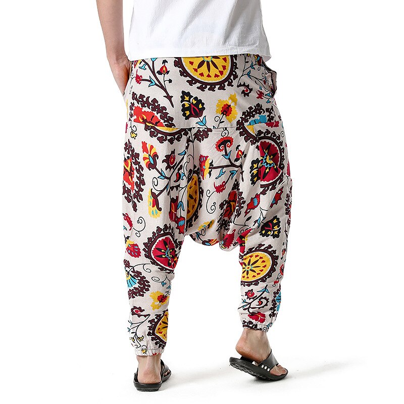 African Traditional Men's Women's Cotton Harun Yoga Loose Spirit Bohemian Hanging Crotch Pants Flying Mouse Hip Hop Pants S-3XL