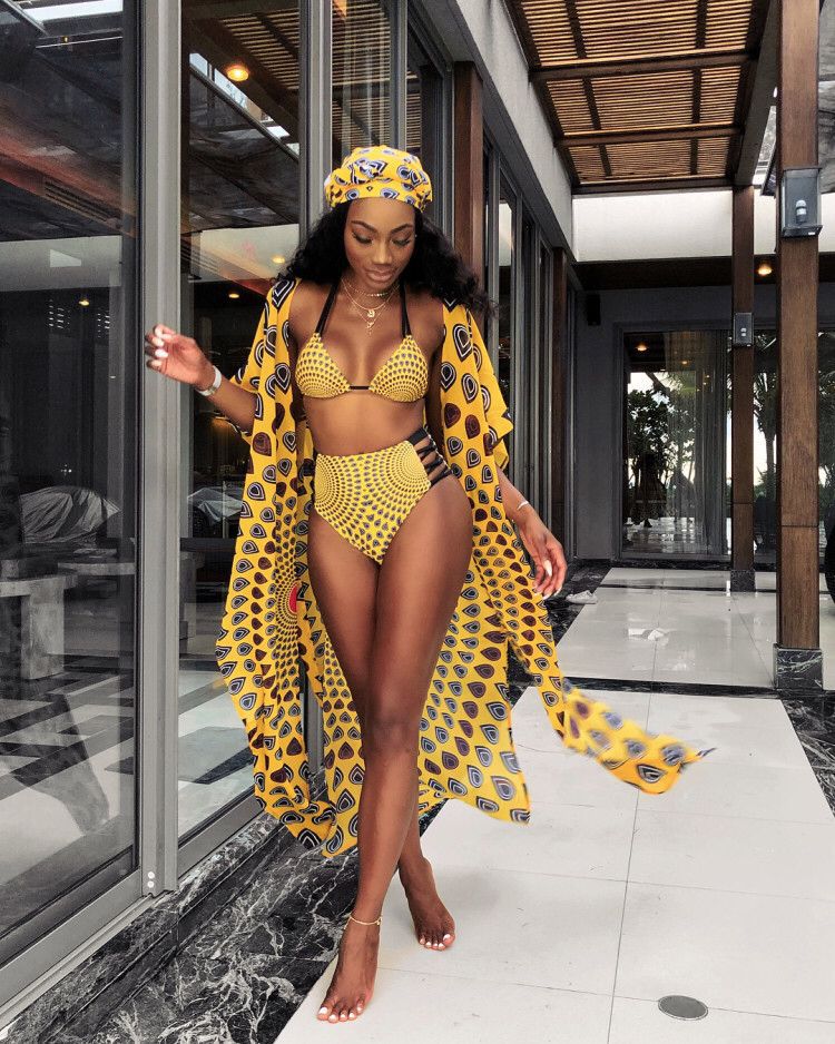 Fashion African Clothes Women Dahsiki Summer 3Pcs Bikini Suit Robe Africaine African Dresses Ethnic Ladies Swimsuit Clothing