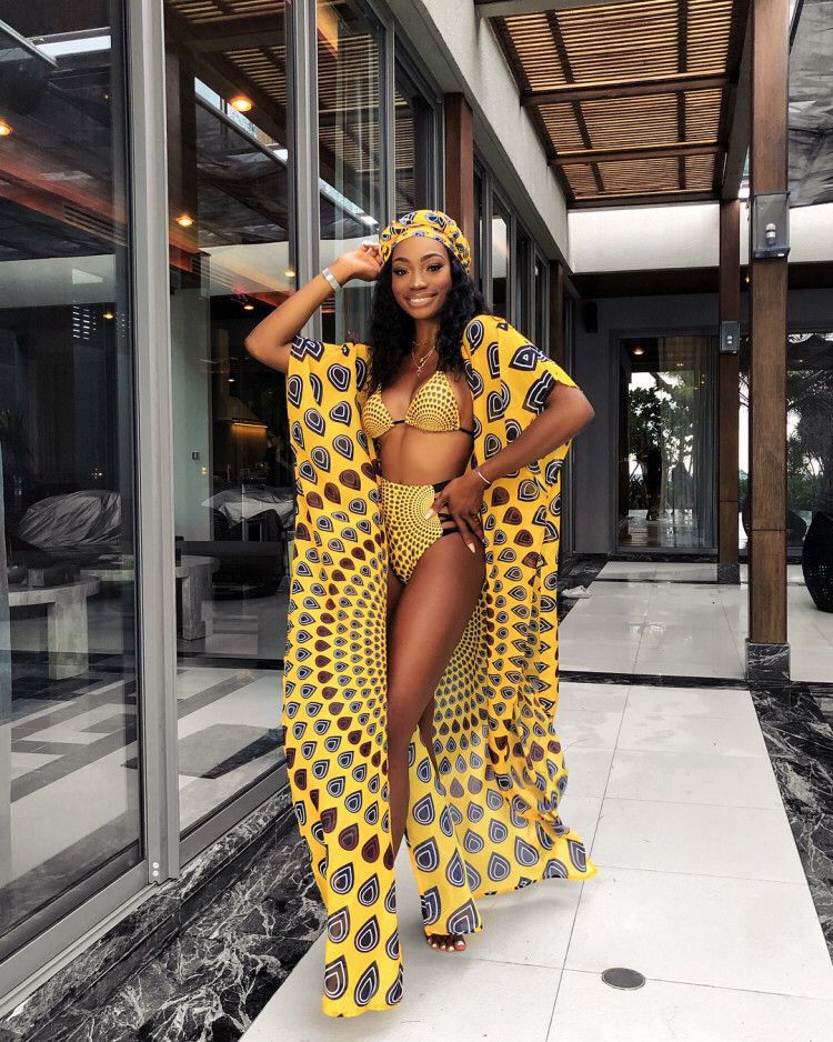 Fashion African Clothes Women Dahsiki Summer 3Pcs Bikini Suit Robe Africaine African Dresses Ethnic Ladies Swimsuit Clothing