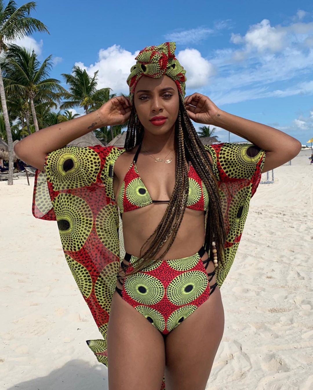 Fashion African Clothes Women Dahsiki Summer 3Pcs Bikini Suit Robe Africaine African Dresses Ethnic Ladies Swimsuit Clothing