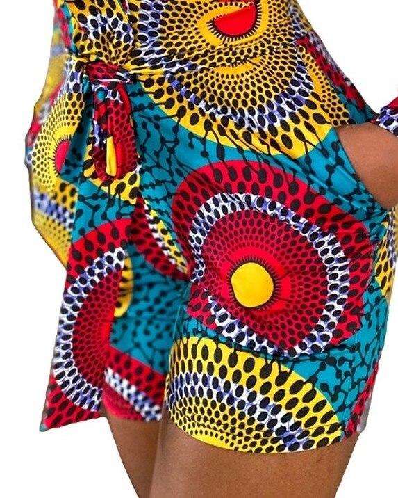 African Clothes for Women 2021 Summer African Women Printing Short Jumpsuit African Clothes European Clothing