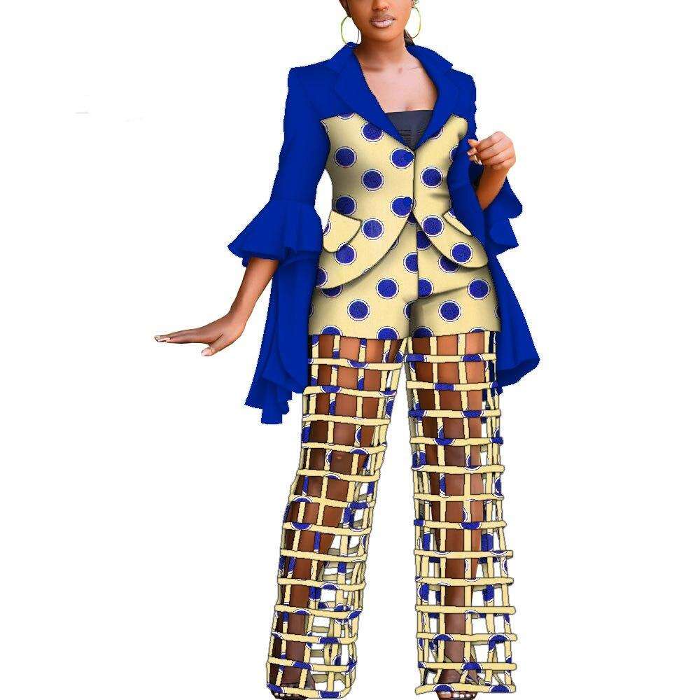 African Print Blazer and Pants Sets for Women Riche Dashiki Traditional African 2 Pieces Pants Sets Women Suits Clothing WY9869